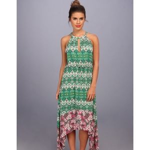 BCBGMaxAzria Keelie Blocked-Print Halter Dress